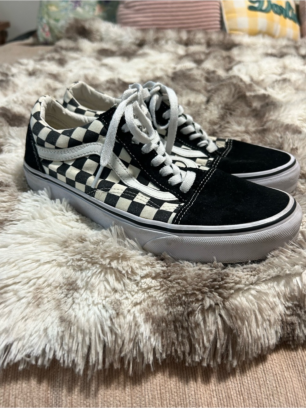 Vans Checkerboard Old Skool Shoes - Black & White